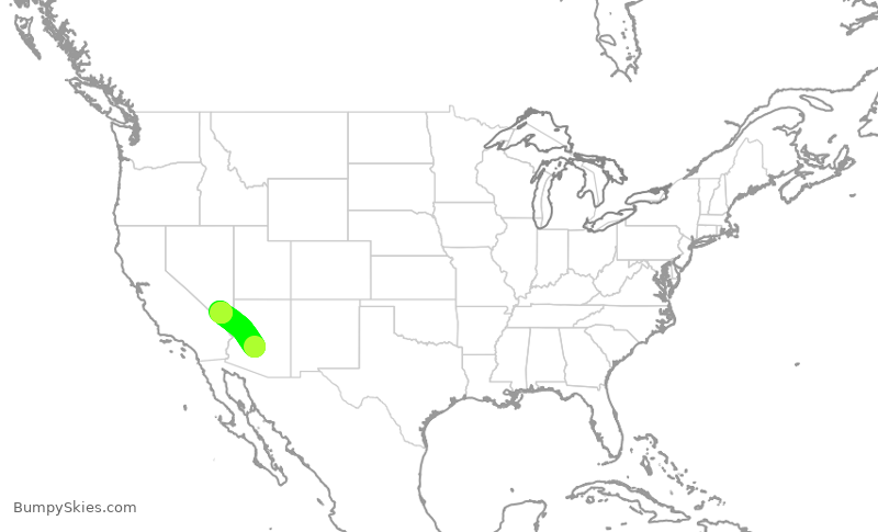Turbulence forecast map for AAL457, PHX to LAS