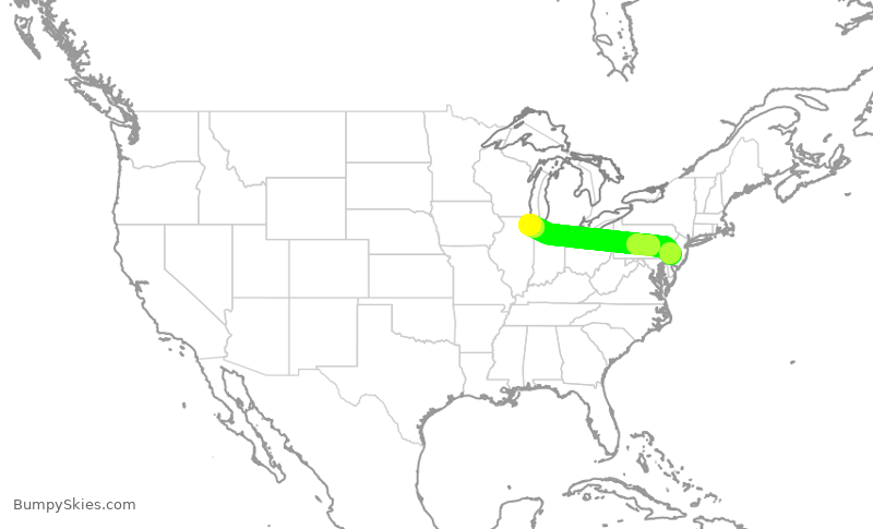 Turbulence forecast map for AAL470, PHL to ORD