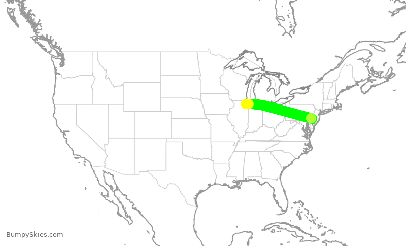 Turbulence forecast map for AAL471, ORD to PHL