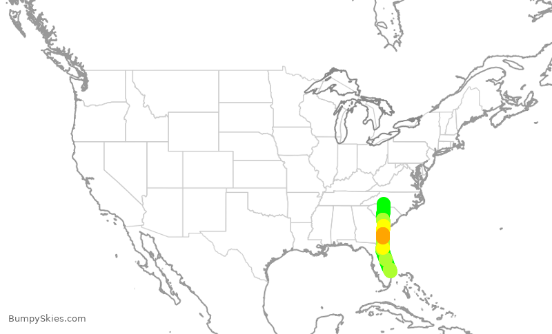 Turbulence forecast map for AAL473, CLT to KDJT