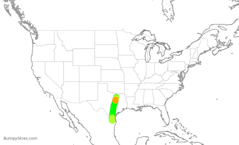 Turbulence forecast map for AAL485, DFW to MFE