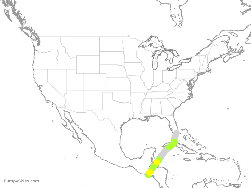Turbulence forecast map for AAL495, MIA to SAL