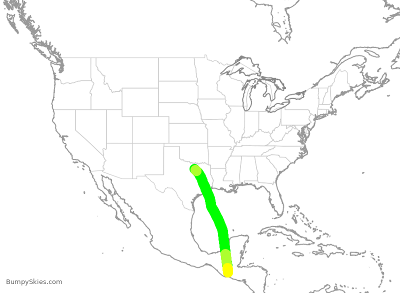 Turbulence forecast map for AAL496, GGT to DFW