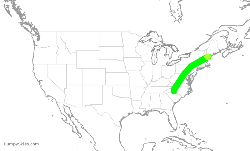 Turbulence forecast map for AAL497, CLT to PWM