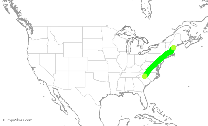 Turbulence forecast map for AAL497, PWM to CLT