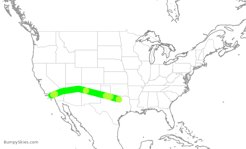 Turbulence forecast map for AAL500, DFW to LAX