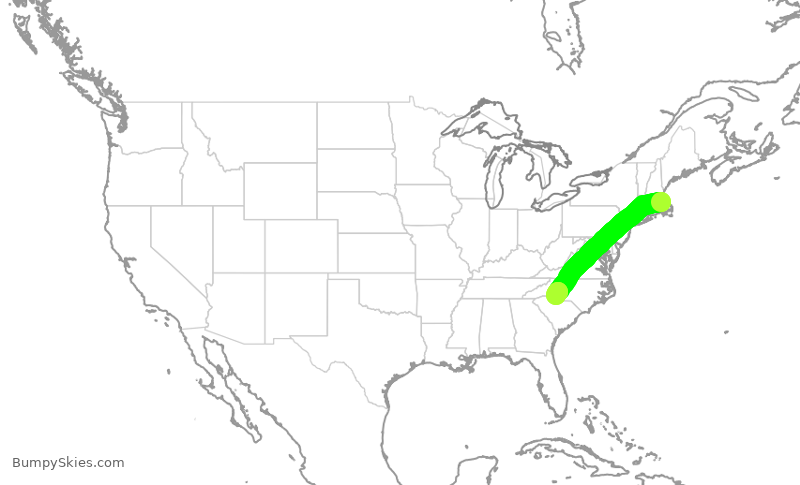 Turbulence forecast map for AAL504, BOS to CLT