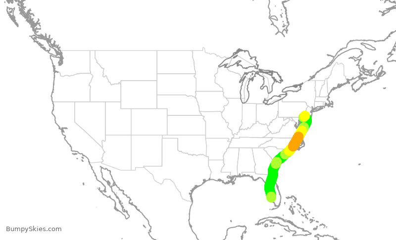 Turbulence forecast map for AAL507, RSW to PHL