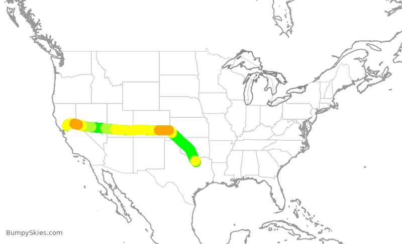 Turbulence forecast map for AAL509, DFW to SMF