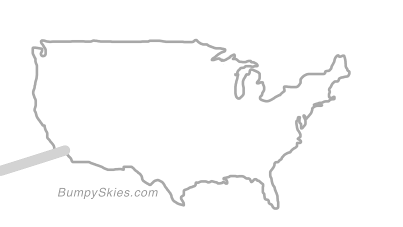 Map of continental US with illustrated flight path and turbulence forecast (described in text below)