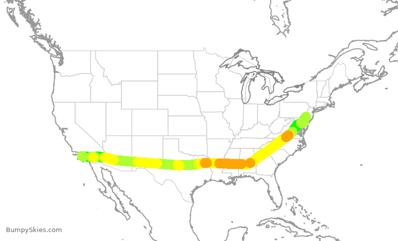 Turbulence forecast map for AAL513, LAX to PHL
