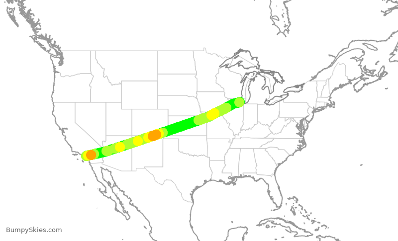 Turbulence forecast map for AAL519, ORD to SNA