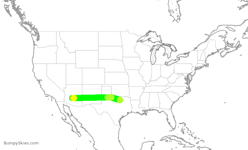 Turbulence forecast map for AAL520, DFW to PHX