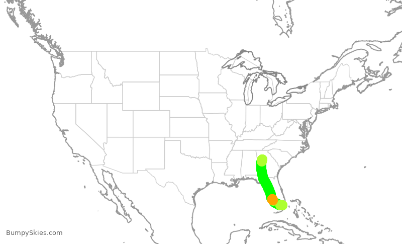 Turbulence forecast map for AAL526, ATL to MIA