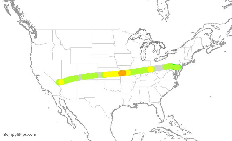 Turbulence forecast map for AAL534, LAS to PHL