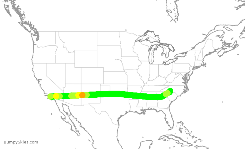 Turbulence forecast map for AAL535, LAX to CLT