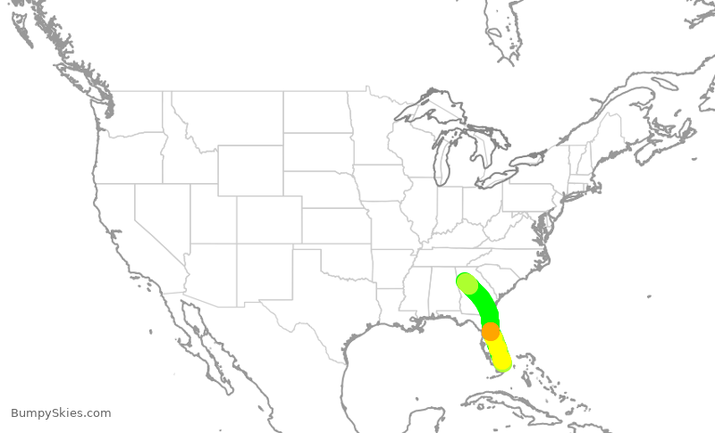 Turbulence forecast map for AAL535, MIA to ATL