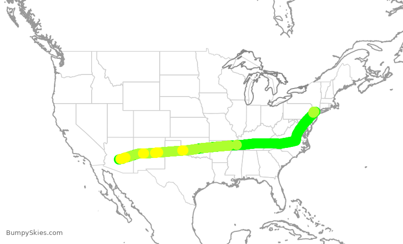 Turbulence forecast map for AAL535, PHX to EWR