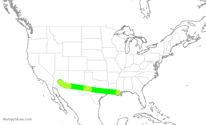 Turbulence forecast map for AAL539, MSY to PHX