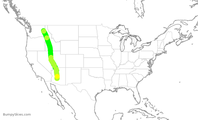 Turbulence forecast map for AAL540, GEG to PHX