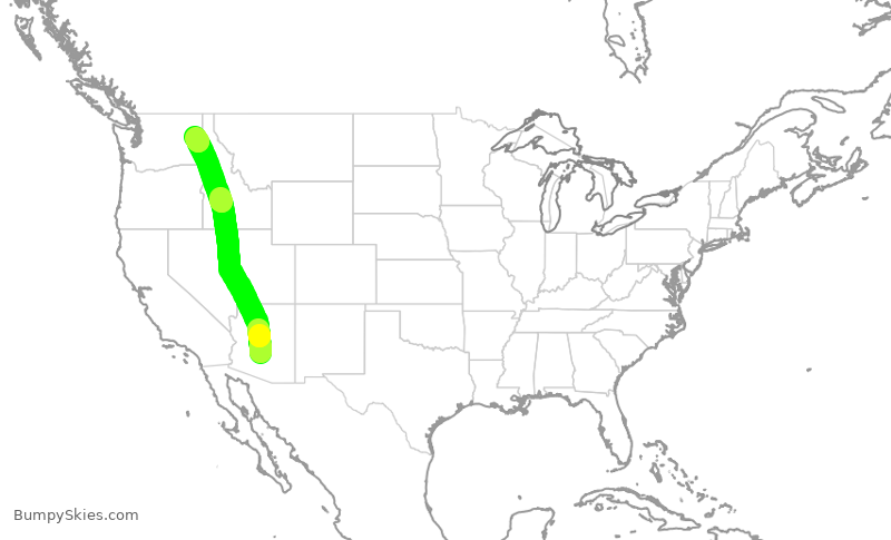 Turbulence forecast map for AAL540, PHX to GEG