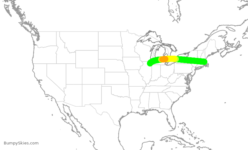 Turbulence forecast map for AAL547, BOS to ORD