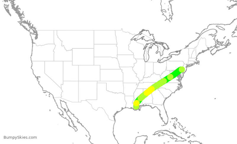 Turbulence forecast map for AAL549, PHL to MSY