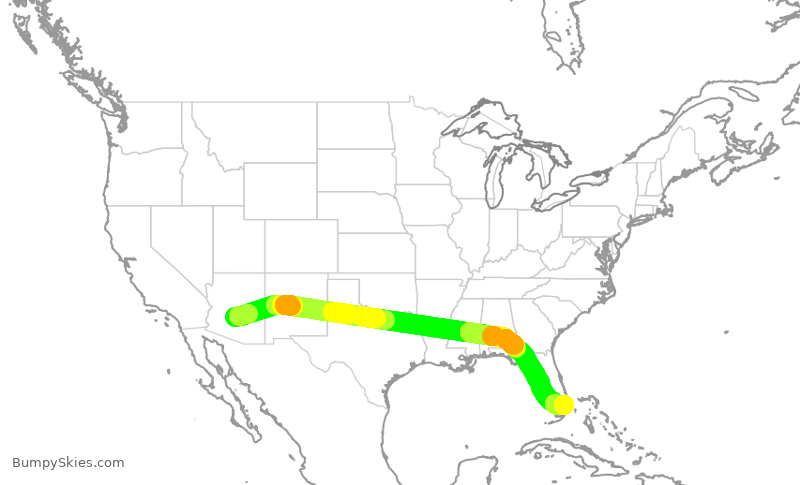 Turbulence forecast map for AAL550, PHX to FLL
