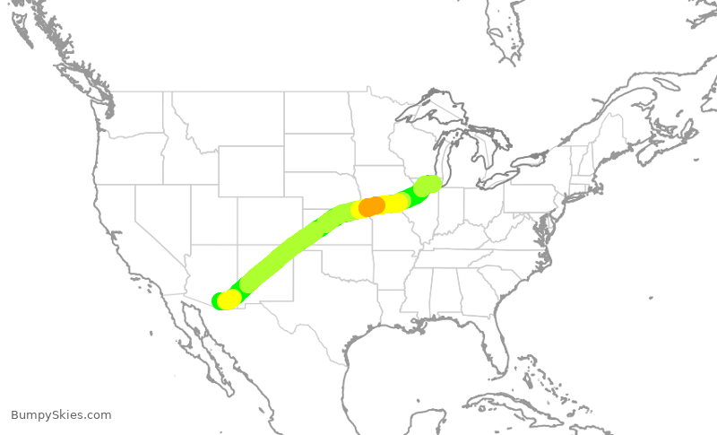 Turbulence forecast map for AAL552, TUS to ORD