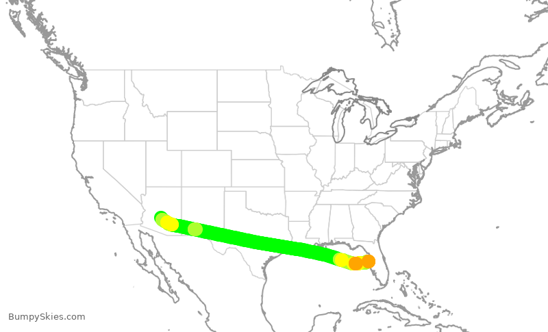 Turbulence forecast map for AAL553, PHX to TPA