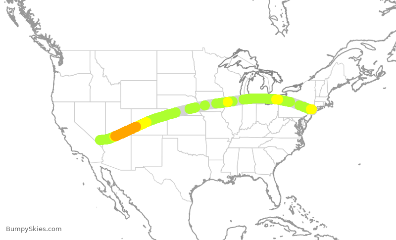 Turbulence forecast map for AAL556, LAS to JFK