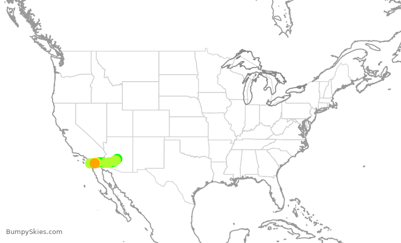 Turbulence forecast map for AAL559, PHX to SAN