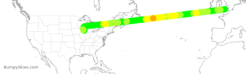 Turbulence forecast map for AAL55, LHR to ORD