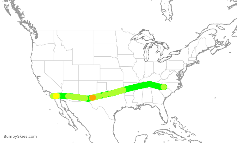 Turbulence forecast map for AAL562, CLT to SAN