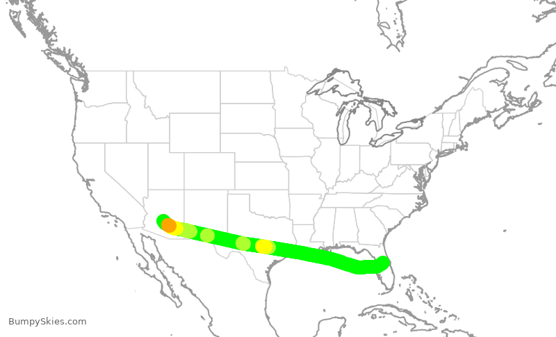 Turbulence forecast map for AAL563, PHX to MCO
