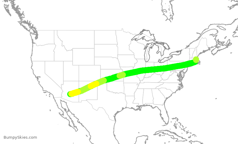 Turbulence forecast map for AAL567, PHX to BOS