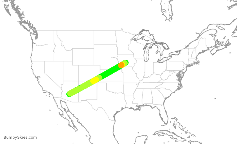 Turbulence forecast map for AAL568, PHX to DSM