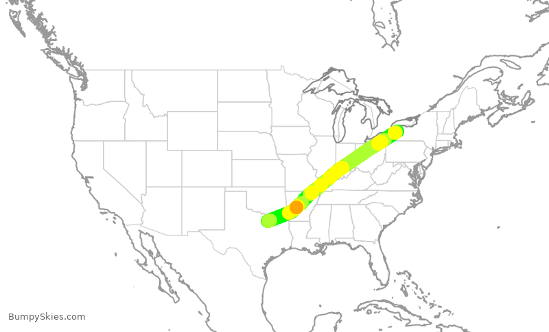 Turbulence forecast map for AAL574, DFW to BUF