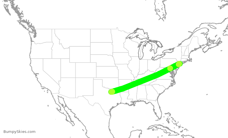 Turbulence forecast map for AAL578, DFW to JFK