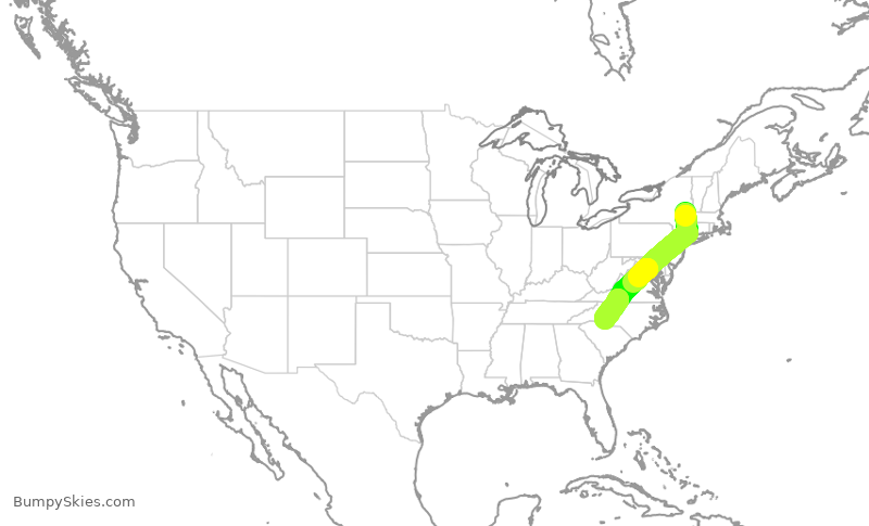 Turbulence forecast map for AAL589, ALB to CLT