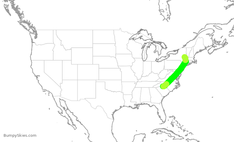 Turbulence forecast map for AAL589, CLT to ALB