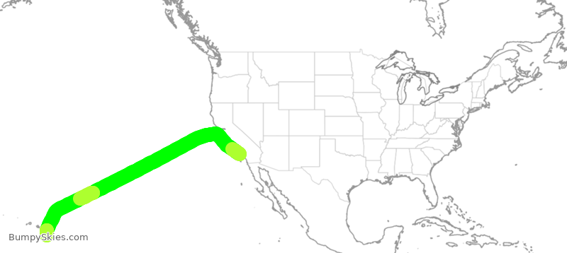 Turbulence forecast map for AAL59, LAX to KOA