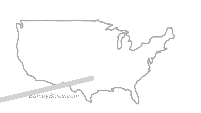 Map of continental US with illustrated flight path and turbulence forecast (described in text below)