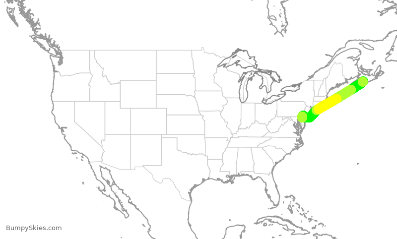 Turbulence forecast map for AAL603, YHZ to PHL