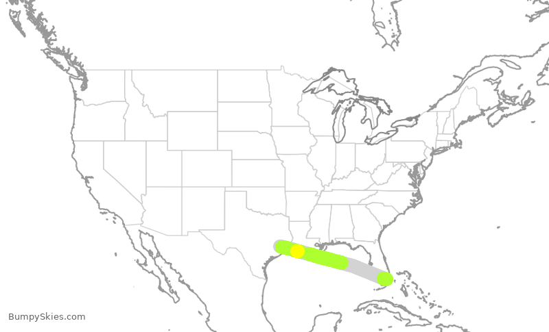 Turbulence forecast map for AAL603, IAH to MIA