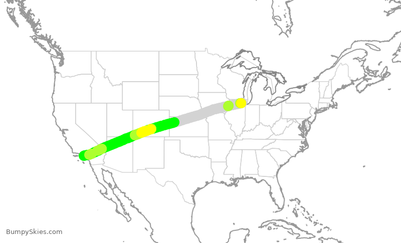 Turbulence forecast map for AAL607, ORD to LAX
