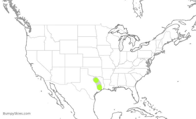 Turbulence forecast map for AAL60, IAH to DFW