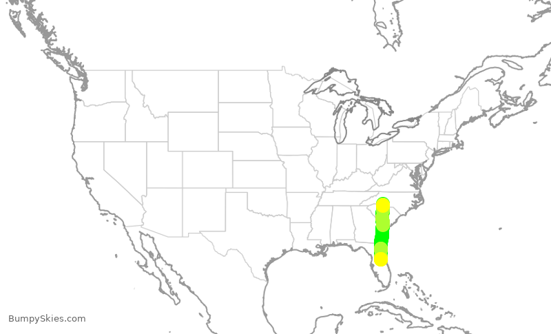 Turbulence forecast map for AAL612, CLT to MCO