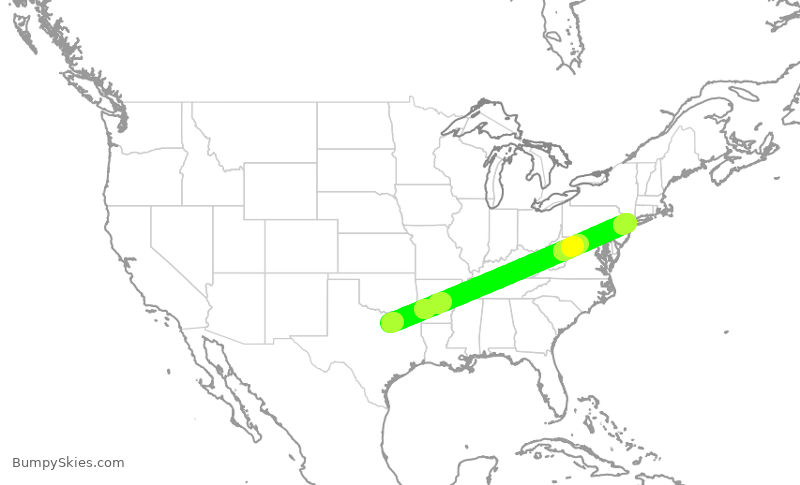 Turbulence forecast map for AAL618, DFW to EWR