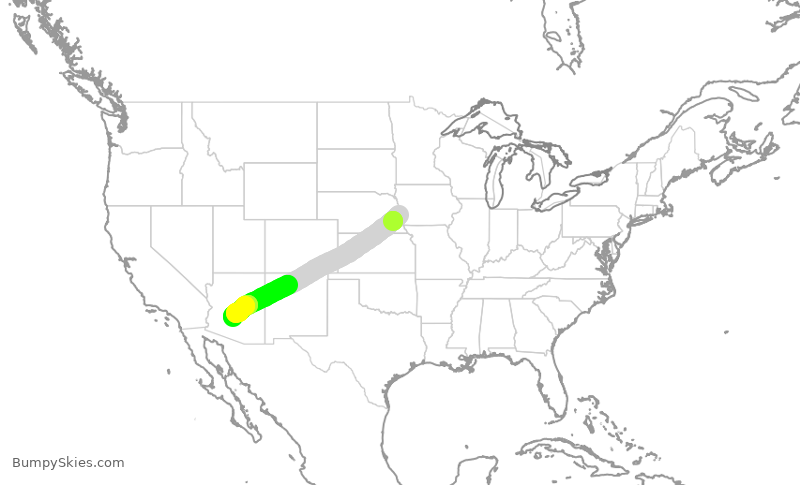Turbulence forecast map for AAL638, OMA to PHX